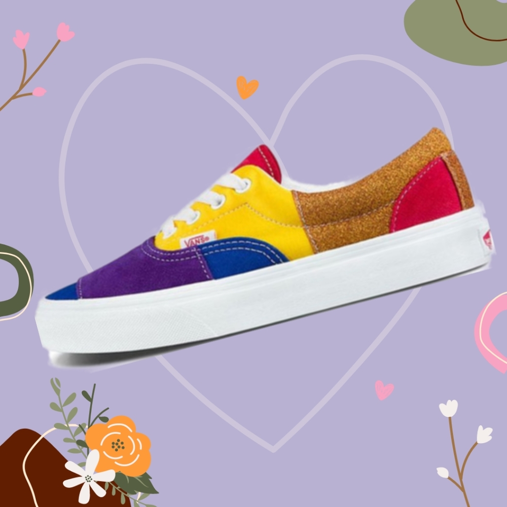 Vans Era Pride Patchwork True White Red Yellow Green Blue Purple Rainbow Mens 10